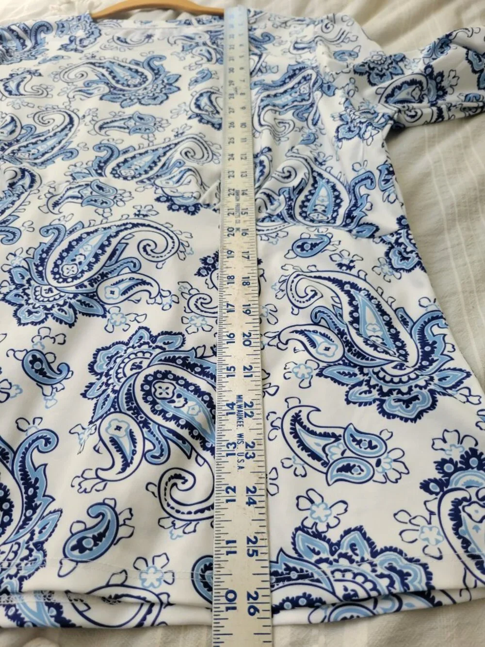 Tenth Ocean UPF 50 Paisley Swim Shirt Rash Guard Puff Sleeve Coastal sz XL Blue